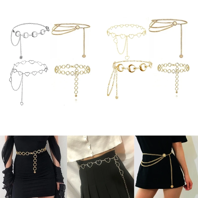 

4 шт./комплект, женский ремень с металлической цепочкой