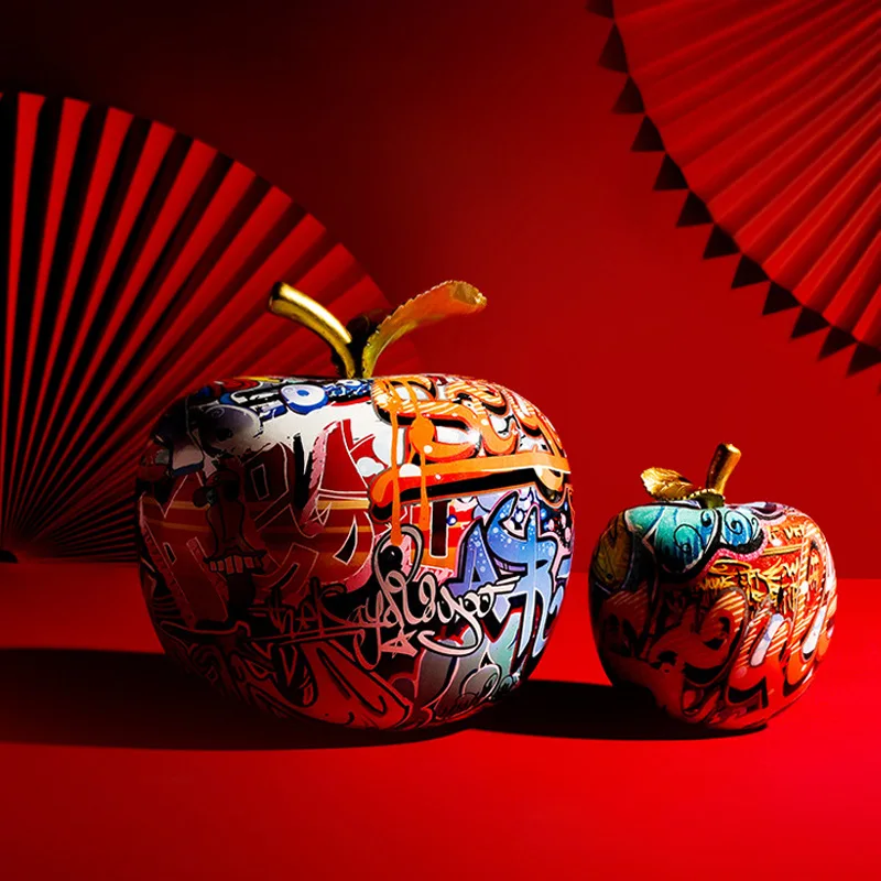 

Light Luxury Creative Colorful Apple Decoration Home Entrance Wine Cabinet TV Cabinet Office Decoration Resin Crafts