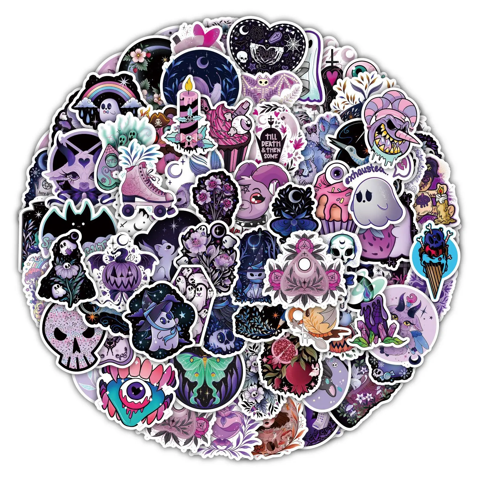 

10/30/50/100Pcs Horror Skeleton Gothic Halloween Stickers Art Graffiti Cool Motorcycle Guitar Car Phone Stationery DIY Sticker