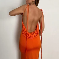 elegant spaghetti strap summer sexy backless draped maxi dress for women sleeveless nightclub party long dresses y2k streetwear