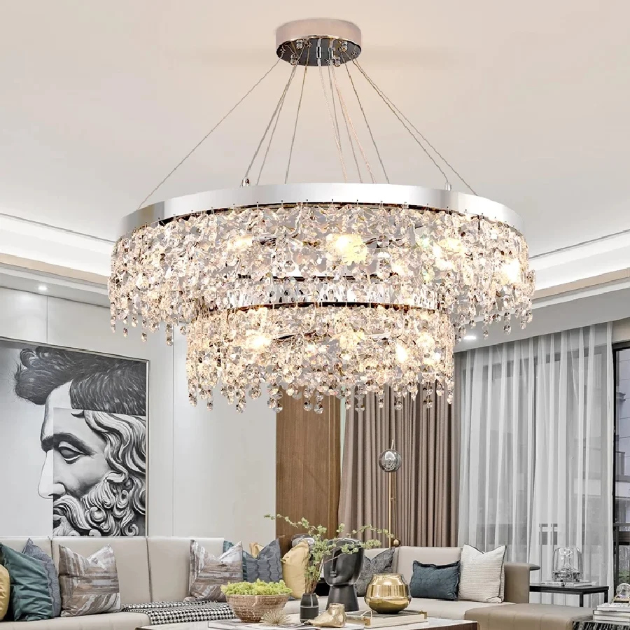 

Современная хрустальная люстра в форме бабочки для помещений, серебристая/Золотистая светодиодная Люстра для гостиной, столовой, роскошна...