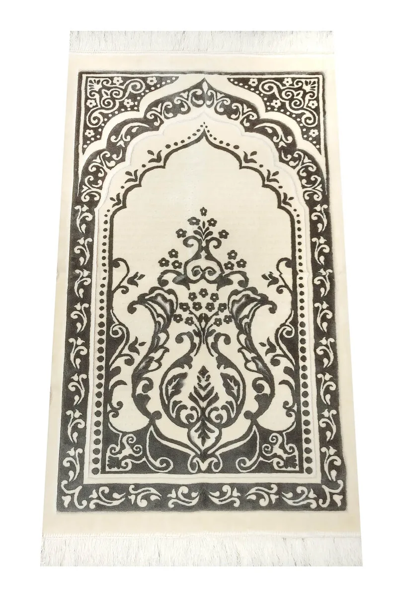 

IQRAH Carpet Type Thick Special Lux Velvet Prayer Mat Elegant-Gray