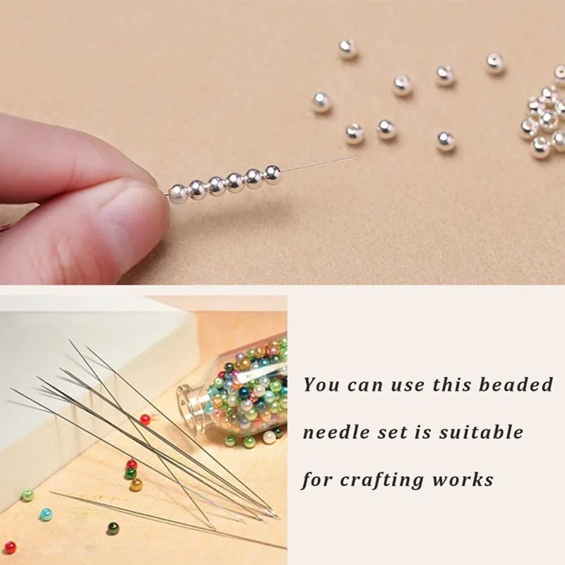 MIUSIE 25 шт. 4 см Бисерные иглы прямые нити с золотой наперсток и трубой для хранения шитья.