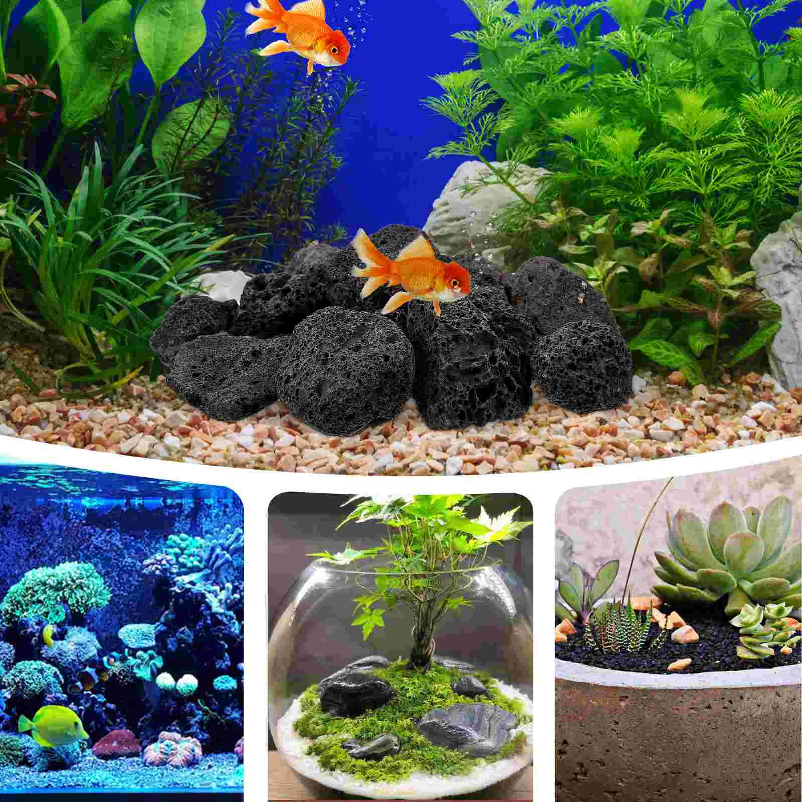 Черные камни лавы Натуральные Декоративные для ландшафтного дизайна Миски