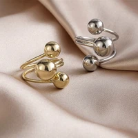 tulx exaggerated metal ball rings for women punk hip hop harajuku gold silver color open ring charm jewelry accessories gifts