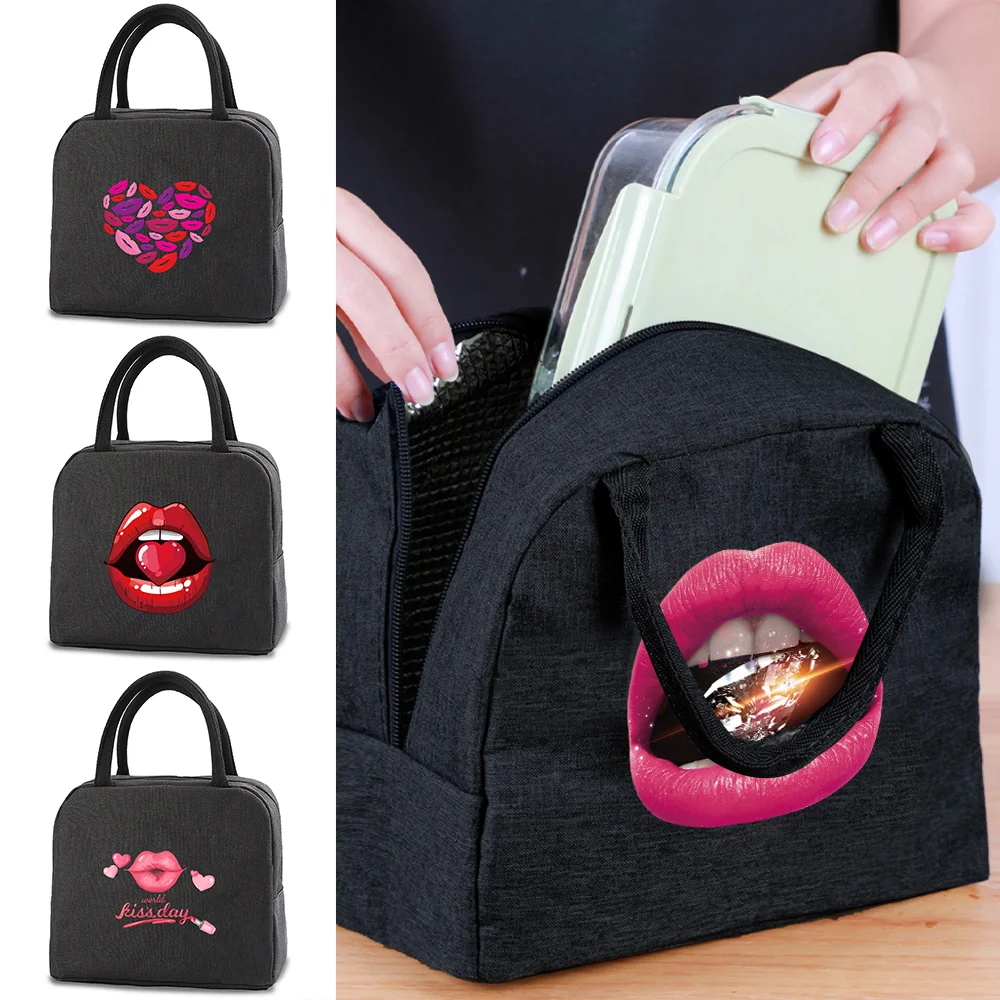 

Insulated Lunch Dinner Bag Canvas Handbag Cooler Bag Thermal Cold Food Container School Trip Picnic Women Kids Tote Portable Box