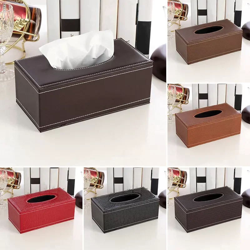 

2023NEW Leather Tissue Box Paper Holder Rectangular Tissue Paper Napkin Box Home Kitchen Organization Home Supplies Anti-moistur