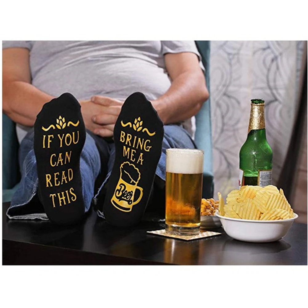 Фото Забавные If You Can Read This Bring Me A Beer Pattern Новинка Юмор Слова Носки Хипстер Рок Панк Клуб Sokken Art Рождественский Подарок №5
