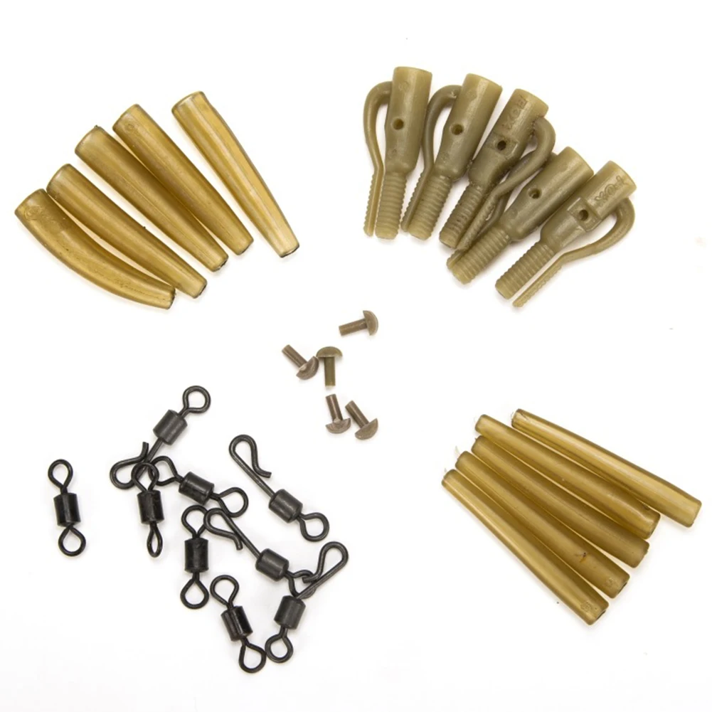 

30pcs/set Carp Fishing Lead Clip Quick Change Swivel Tail Rubber Anti Tangle Sleeves Carp Rigs Sleeve Beads Accessories