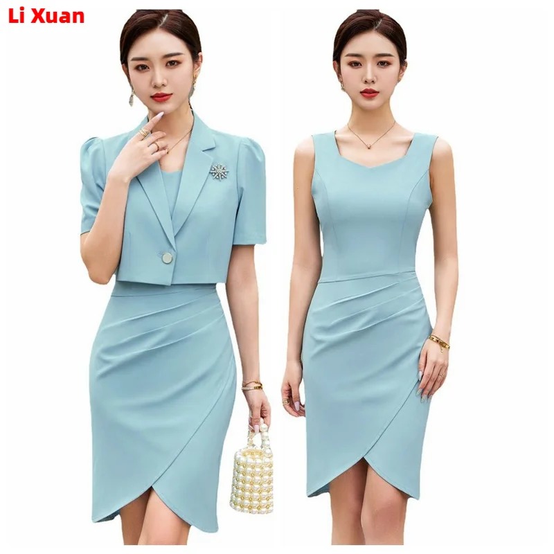 Summer Women Dresss Suits with Tops and Dress Business Suits Fashion Styles OL Ladies Office Work Wear Professional Blazers Set