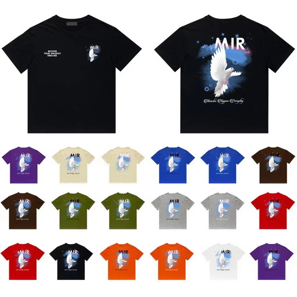 

2022 Summer Peace Pigeon Print Casual Hip Hop High Street Crew Neck Short Sleeve T-Shirt Man