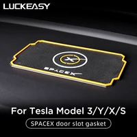 luckeasy car interior mat for tesla model 3 model y model s model x door groove center console storage spacex non slip pad luck