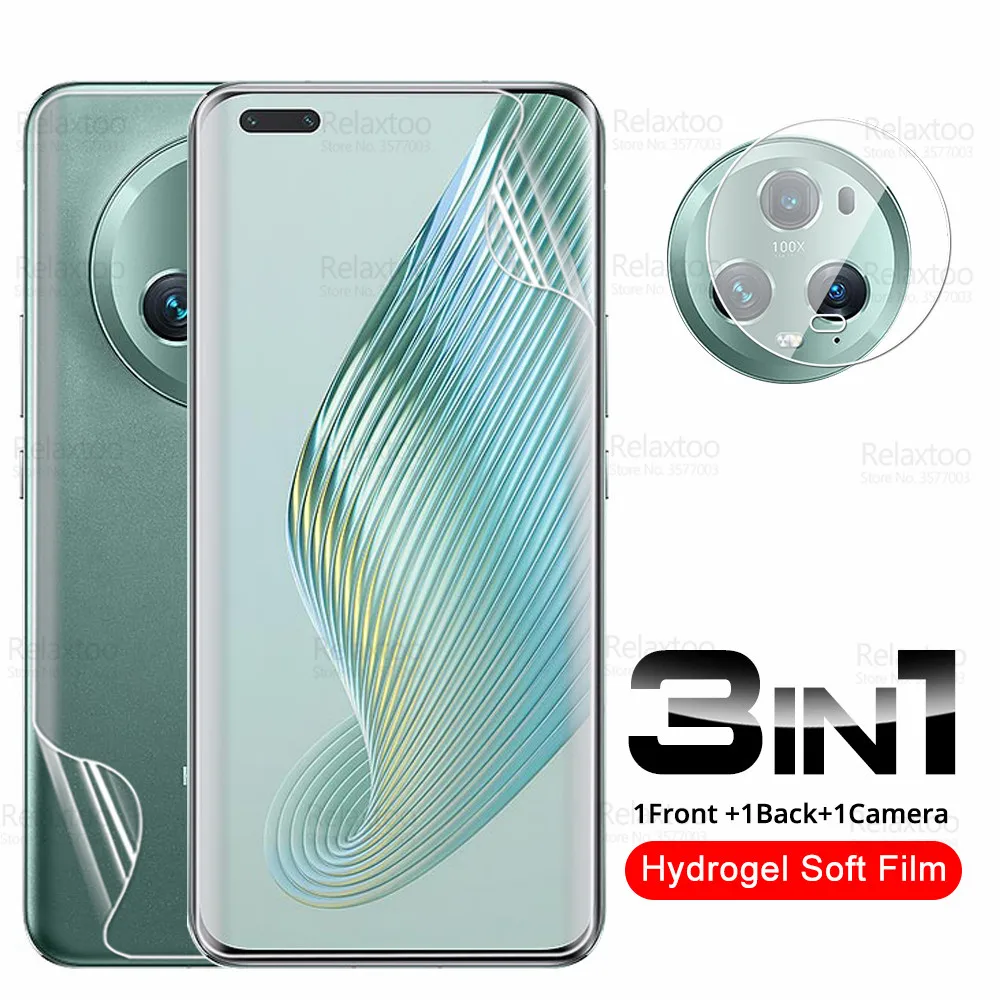 

3in1 Camera Glass Hydrogel Film For Honor Magic5 Pro 5G Front Back Screen Protector Xonor Magic 5 Pro 5Pro PGT-AN10 Soft Films