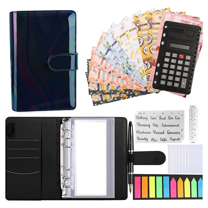 

A6 Budget Binder, With Zipper Envelopes,Calculator And Card,PU Money Saving Organizer For Cash Stuffing Envelopes Binder