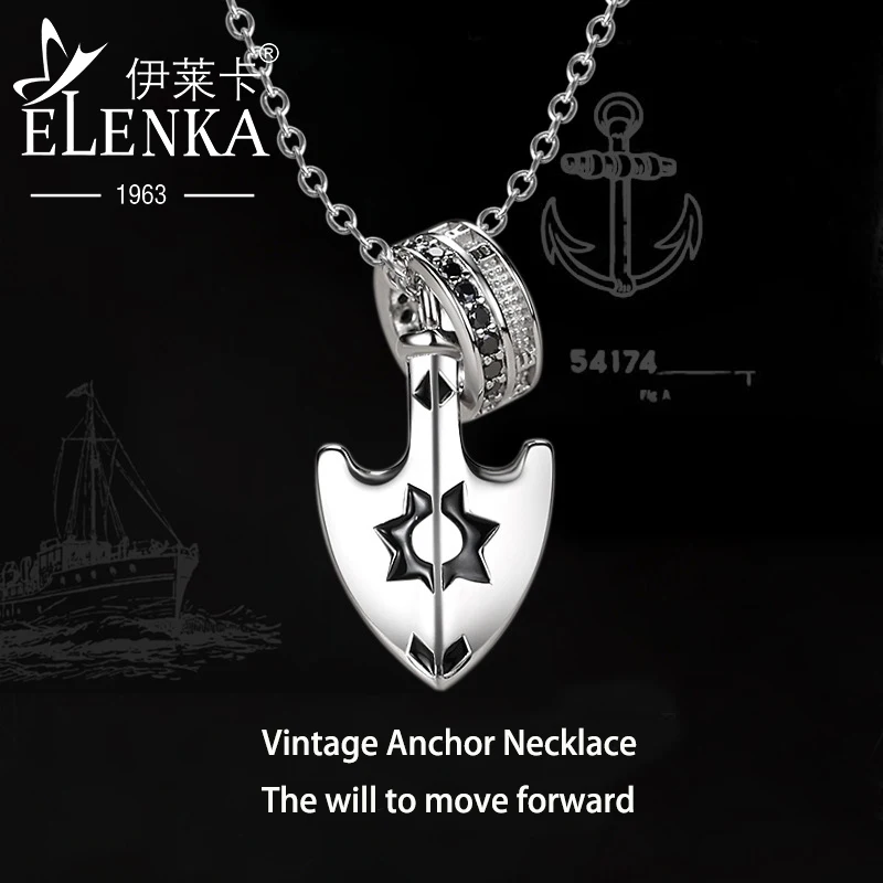 

Unique Niche Design Luxury 925 Sterling Silver Anchor Circle Pendant Necklace for Men Fine Jewelry HIP HOP Gift for Boy 2022 New