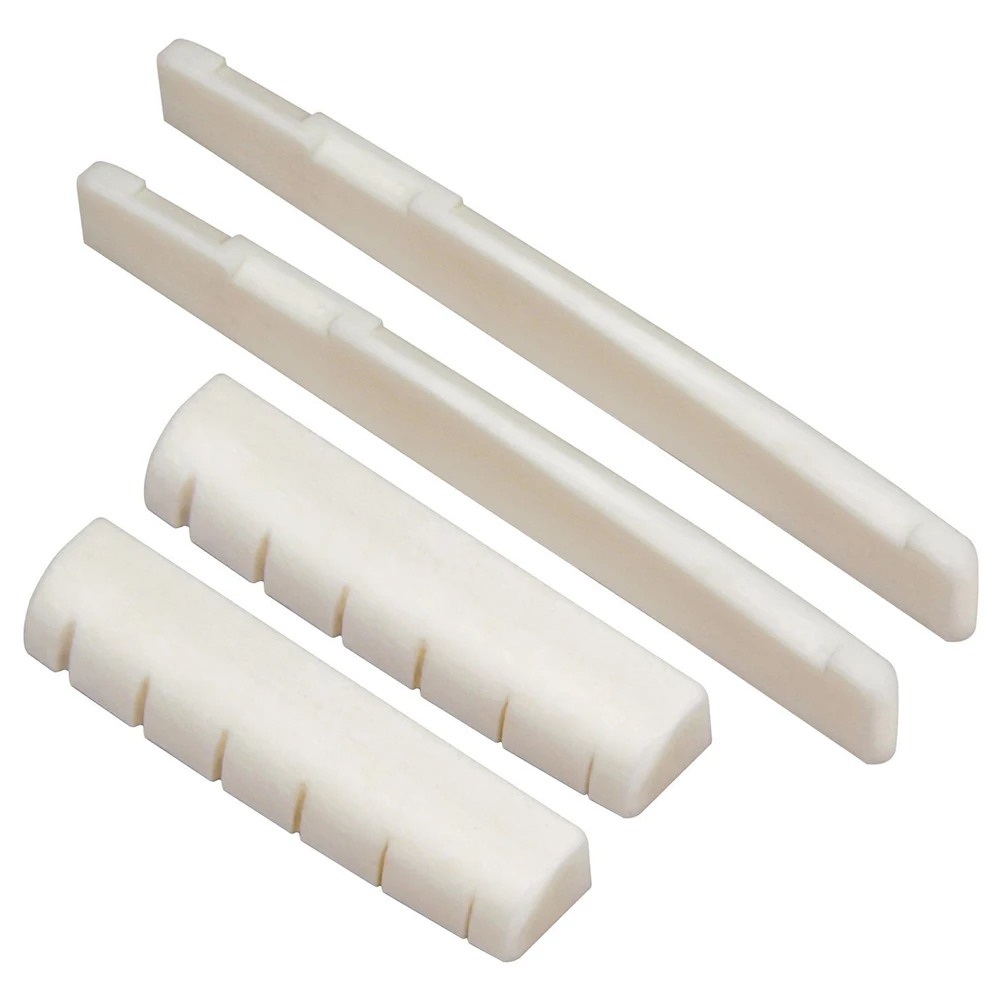 

2 Sets 4 Pcs 6 String Acoustic Guitar Bone Bridge Saddle 72mm And Nut 43mm Cow Bone Nut Top Folk Pillow Folk Bottom Pillow