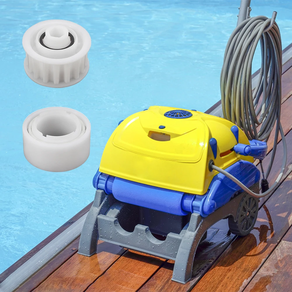 

4pcs White Practical Lightweight Steel Balls Portable 2 Pully Gears Pool Cleaner Professional Tool Accessories Guide Wheel