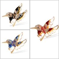 fashion european american diamond dripping oil color hummingbird simple pin brooch for women jewelry clothing accessories gifts
