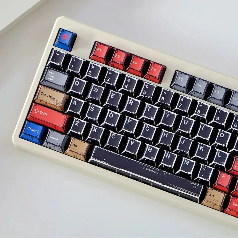 151 клавиш колпачки для из ПБТ с сублимационной краской комиксов черные со