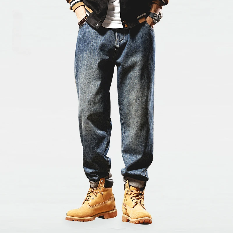 

2023 Autumn New Wash Nostalgia Loose Jeans Men's Trend with Wide Legs Long Pants Jeans Men