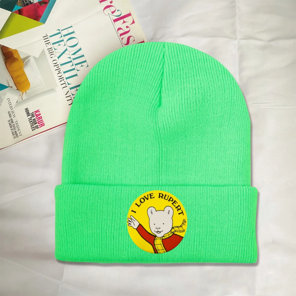 

I Love Rupert Bear Knitting Beanie Caps Skullies Beanies Ski Caps Soft Bonnet Hats Winter Warm