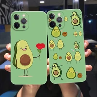 new cartoon funny avocado pattern phone case for iphone 12 11 13 pro max x xr xsmax 7 8 plus 13mini green soft silicone cover