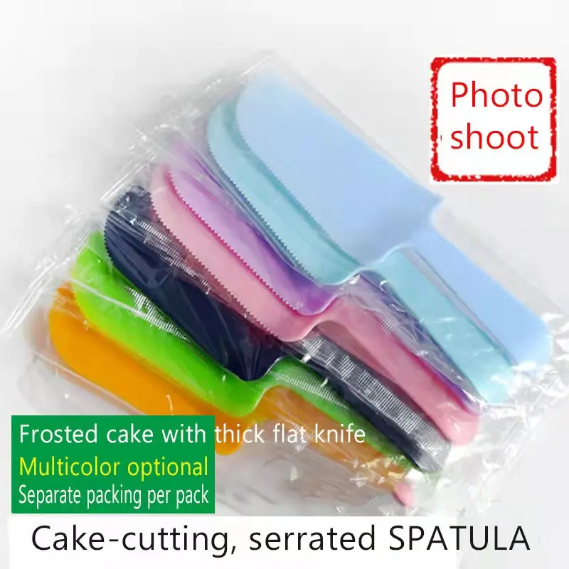 Cuchillo de plástico desechable para pastel de cumpleaños, espátula gruesa esmerilada, empaquetada de forma independiente, 50 unidades
