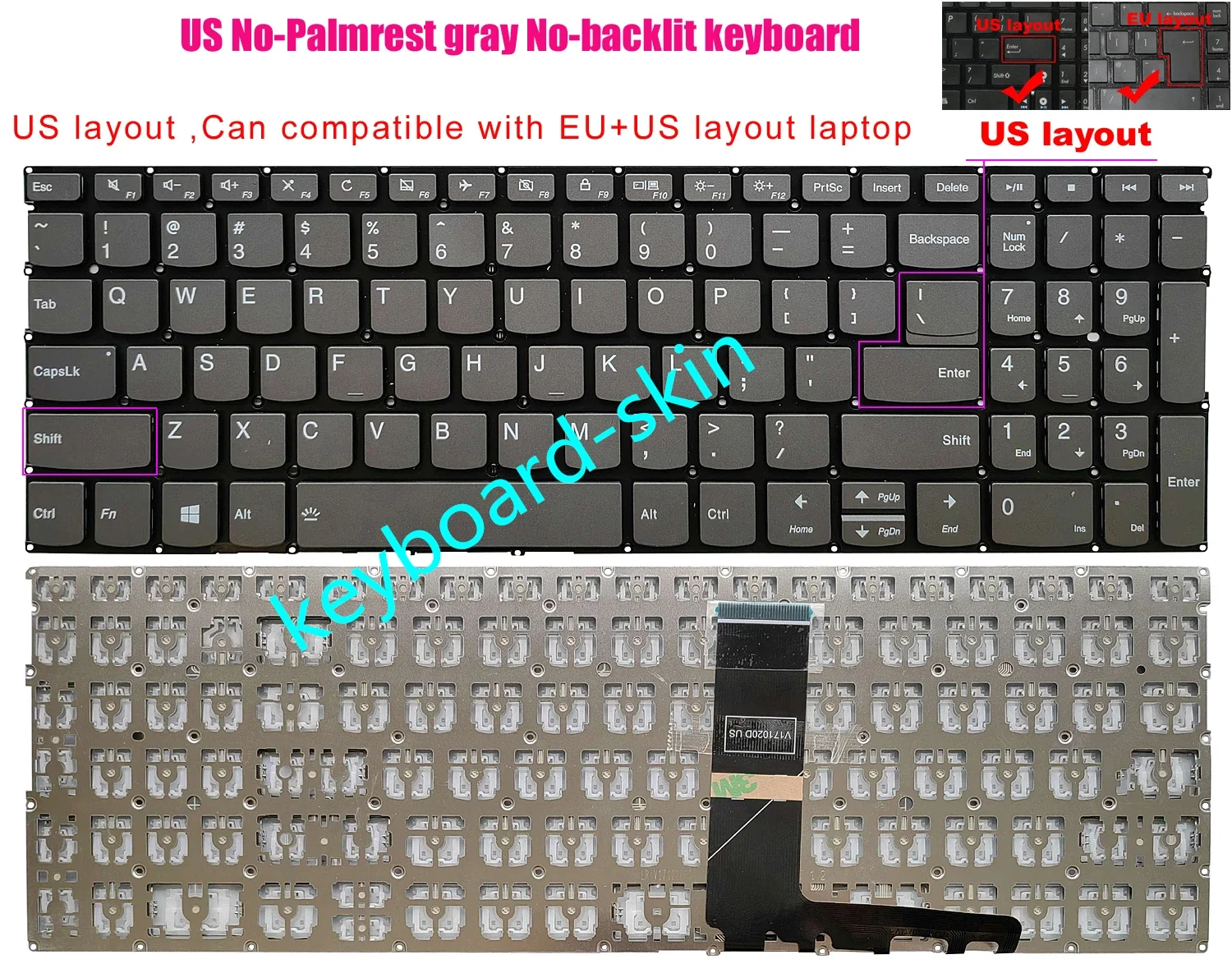 Новая клавиатура US без подсветки для ноутбука Lenovo S540-15IML 81NG S540-15IWL 81NE 81Q1 81SW ThinkBook