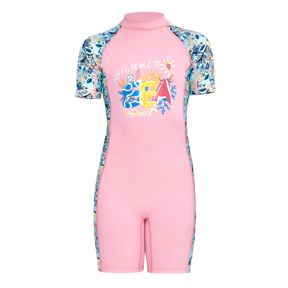 New Neoprene Children Wetsuit Swimwear Girls Short Sleeve Quick-Dry Surfing One-Piece Swimsuit Wet Suit Girl Bathing Diving | Спорт и