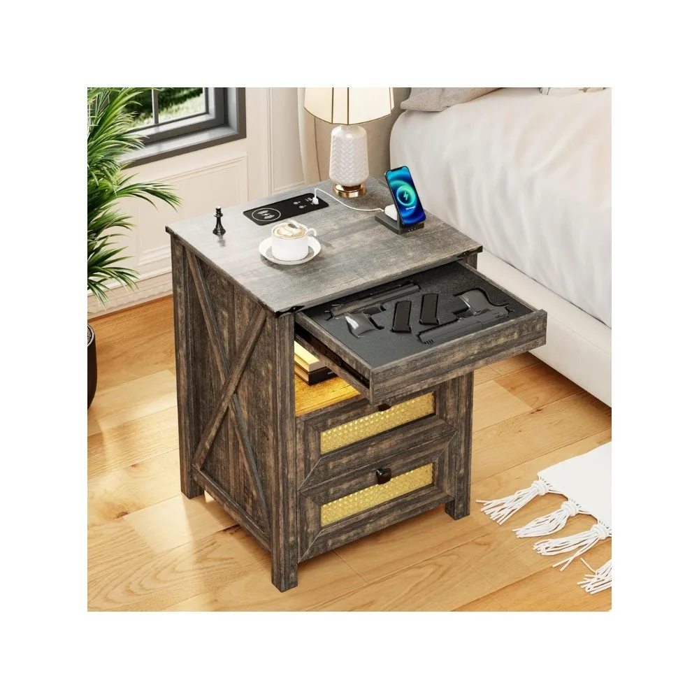 Набор прикроватных тумбочек 2 с ящиком для пистолета прикроватная тумбочка