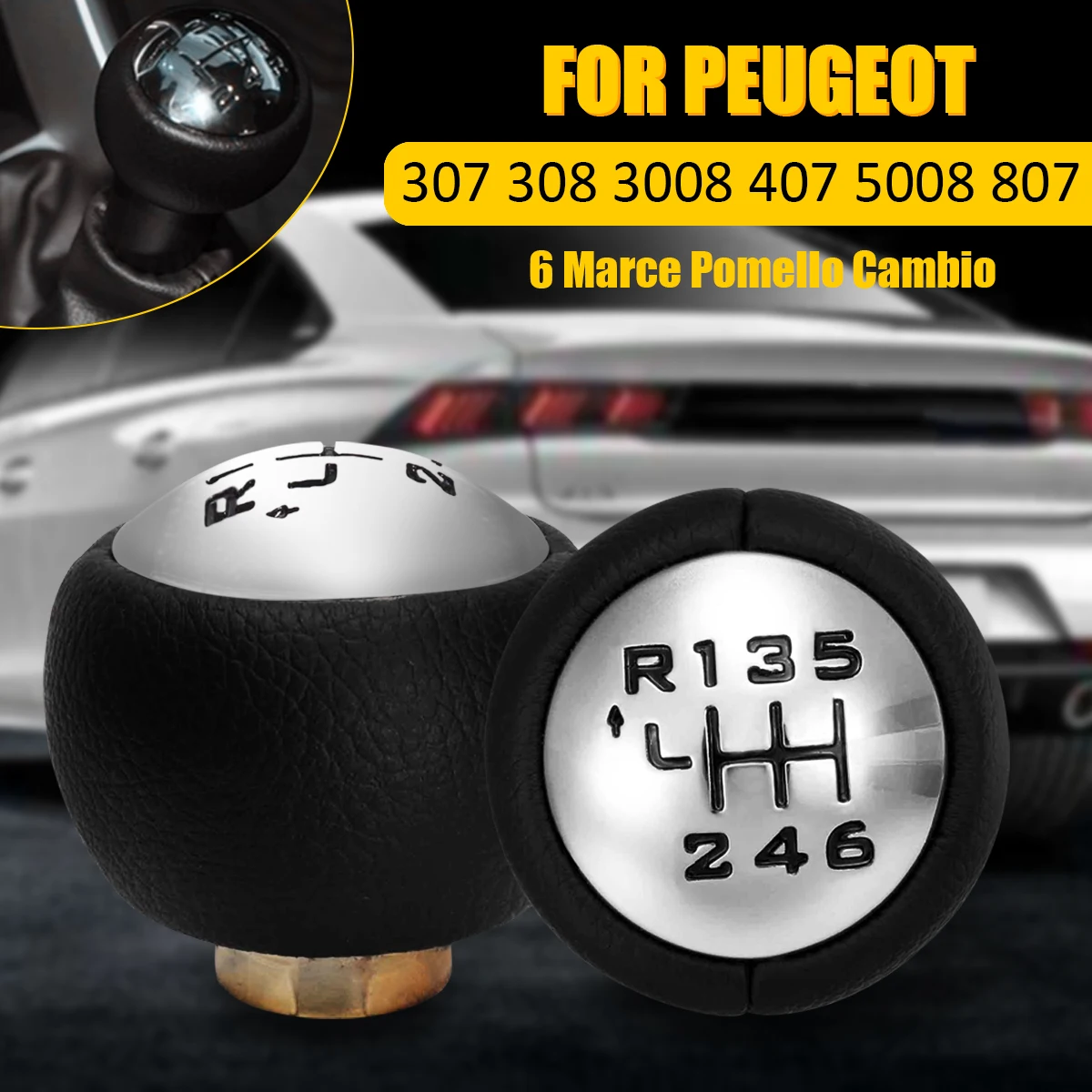 

6 Speed Gear Stick Shift Knob Fit For Peugeot 307 308 3008 407 5008 807 For Partner Tepee For Citroen C3(A51) C4 Picasso C8