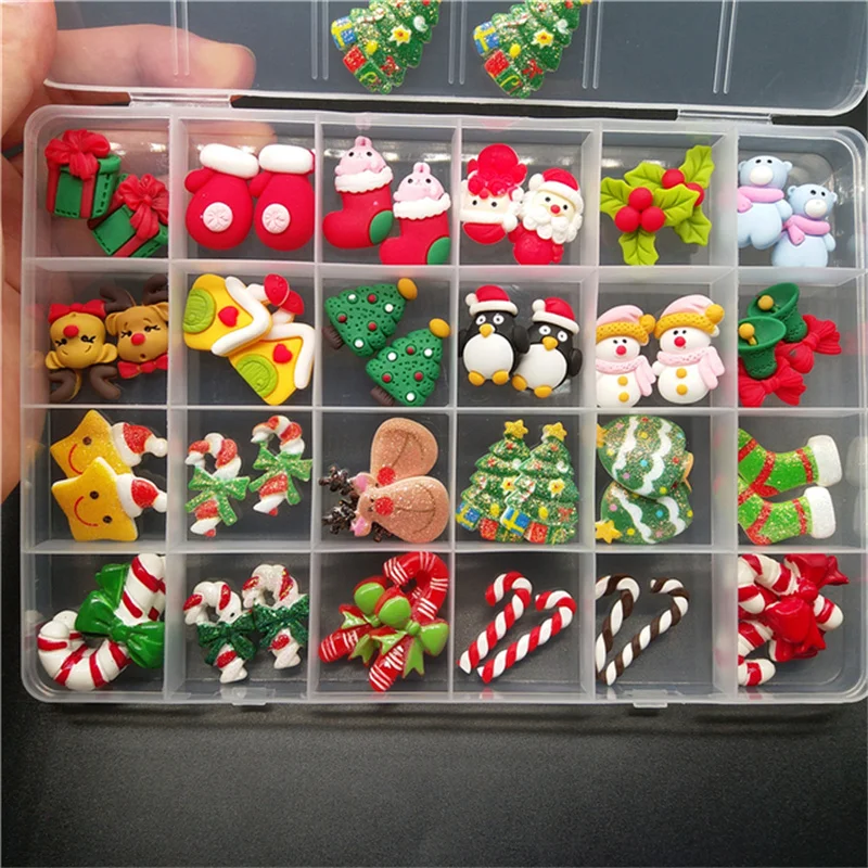 

10pcs Christmas Nail Art Ornament 3D Charms New Style Snowflake Tree Elk Bells Santa Claus DIY Nails Supplies Kawaii Accessories