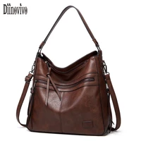 diinovivo retro pu leather handbags women bag multi zip tassel designer shoulder bag messnger ladies hobos big tote bag whdv2083