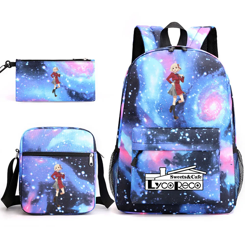 

Creative Fashion Cute Lycoris Recoil Print 3pcs/Set pupil School Bags Laptop Daypack Backpack Inclined shoulder bag Pencil Case