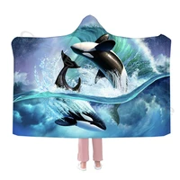 dolphin print cool hooded blanket and fancy capes warm and soft flannel throws for adults and kids for all seasons