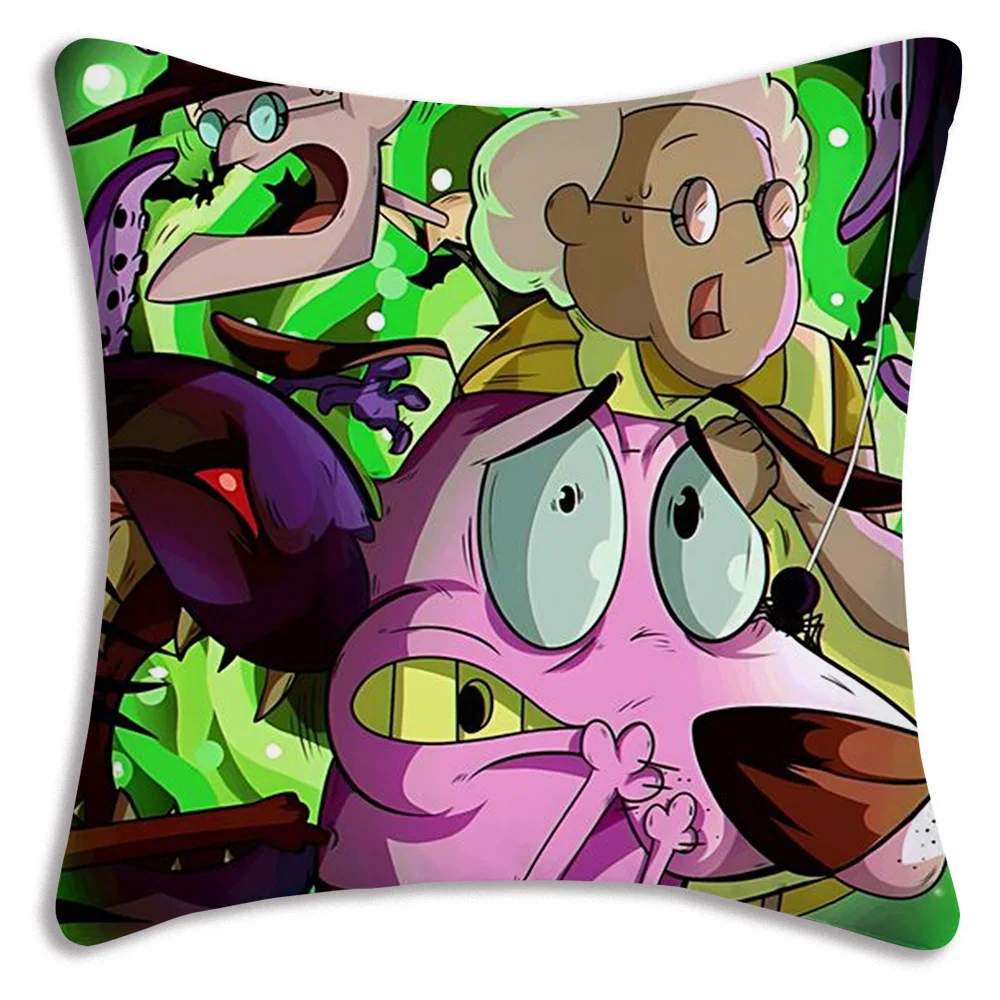 Cartoon C-COURAGE Pillow Covers Sofa Decorative Home Double-sided Printing Short Plush Cute Cushion Cover C-Cowardly Dog