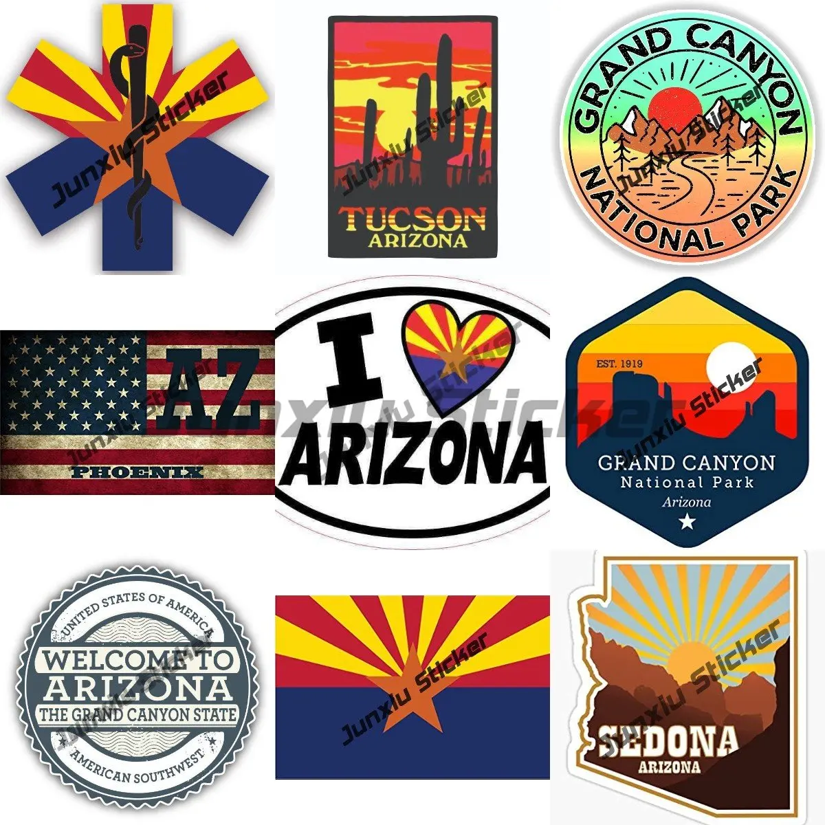 

Arizona State USA Travel Stamp Sticker Arizona Star of Life Flag Ems Emt Emergency Sticker Accessories for Cars Suv Camping