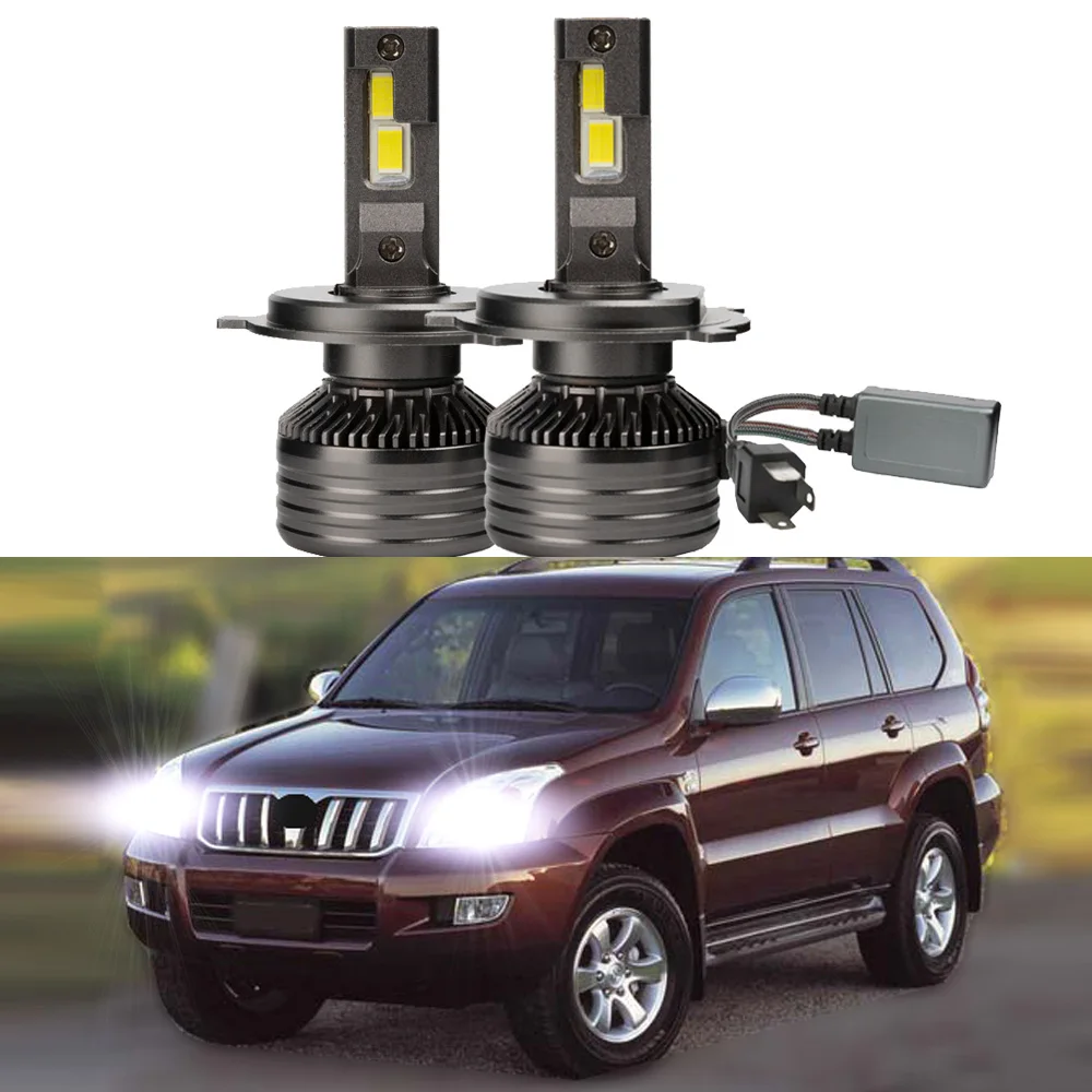 

2 шт. 120 Вт светодиодные лампы для фар для Toyota Prado 120 серии 2002-2009 Canbus дальнего ближнего света 6000 К супер яркие