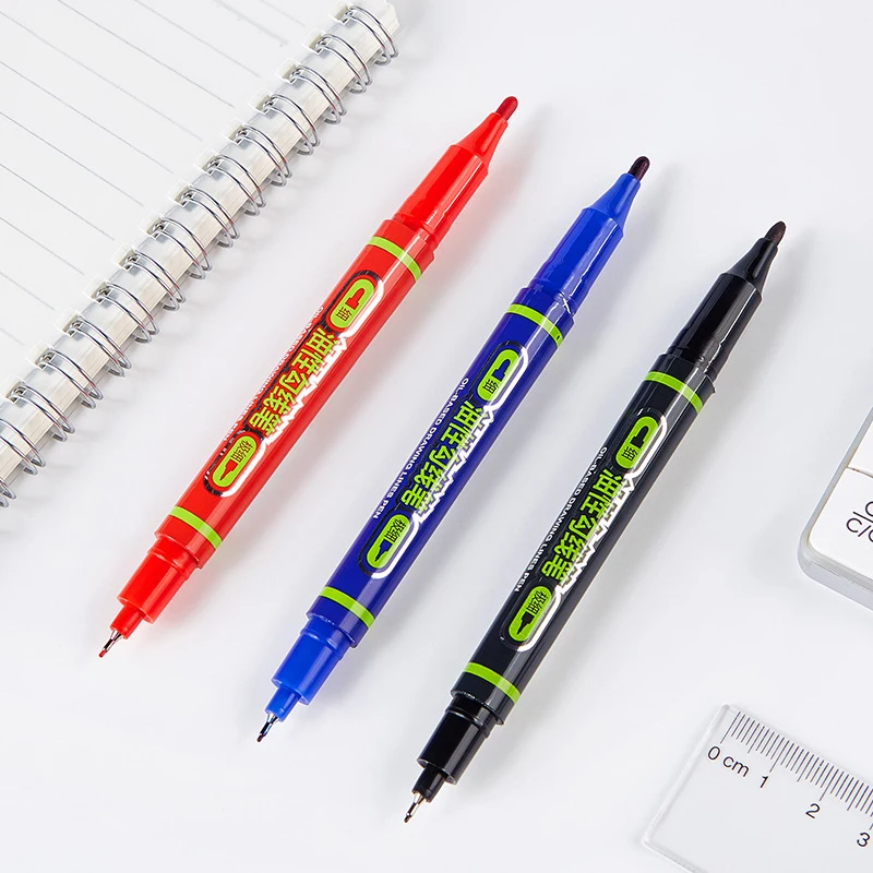 

Масляная ручка-маркер Baoke с двойной головкой, черная, красная, синяя ручка для граффити, художественная живопись, офисные канцелярские прина...