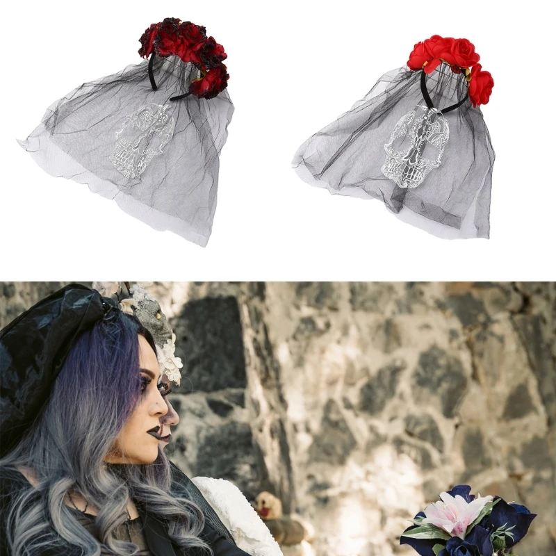 

Sugarbay Black Rose Flower Headband Women's Halloween Party Costume for Wedding School Evening Party Accessory