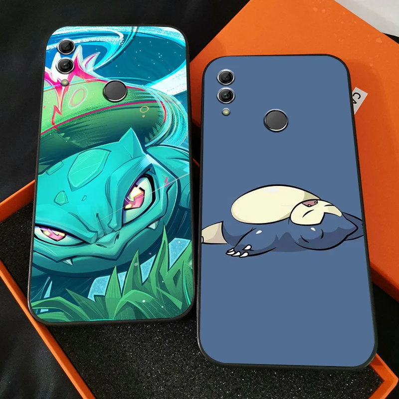

Pikachu Pokemon Phone Case For Huawei Honor 7A 7X 8 8X 8C 9 V9 9A 9X 9 Lite 9X Lite Soft Back Carcasa Funda Black