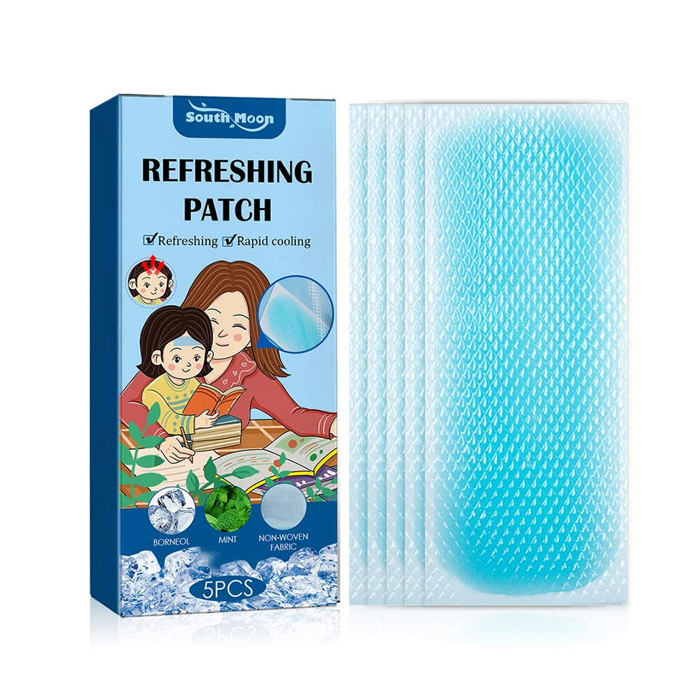

5pcs=1box Antipyretic Sticker Herbal Pain Relief Patch Cooling Gel Patch for Adult and Children Medical Baby Fever Pad