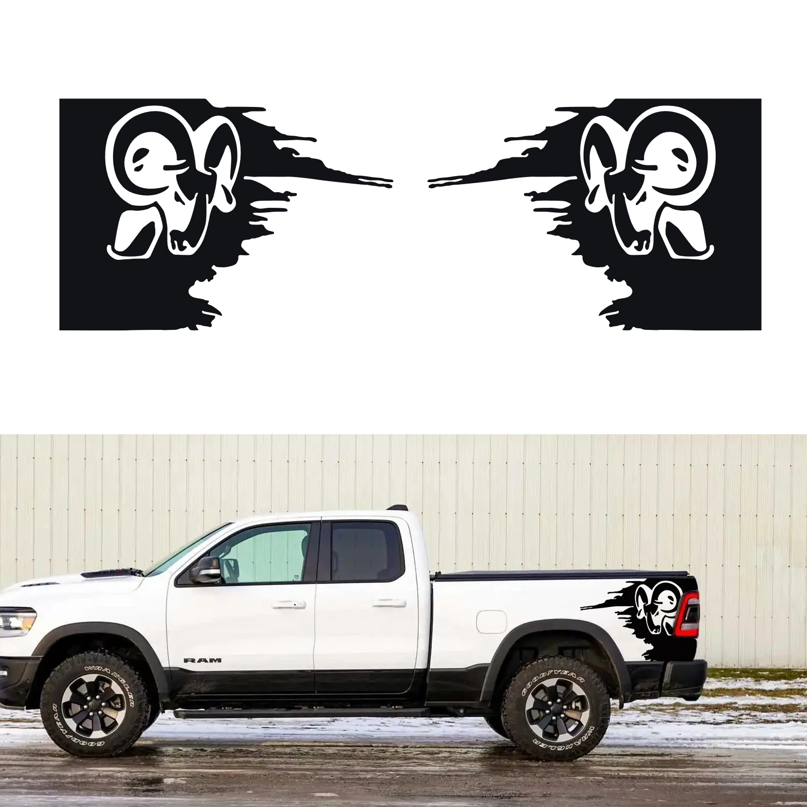 

Боковая Виниловая наклейка для Ram Crew Cab 1500, графический дизайн кровати