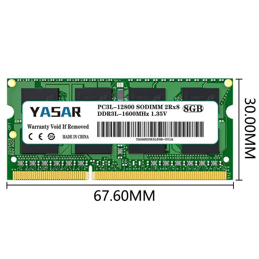 Оперативная память для ноутбука YASAR DDR3L 4 ГБ 8 16 1066 МГц 1333 1600 SODIMM Память PC3-10600 PC3-12800 1