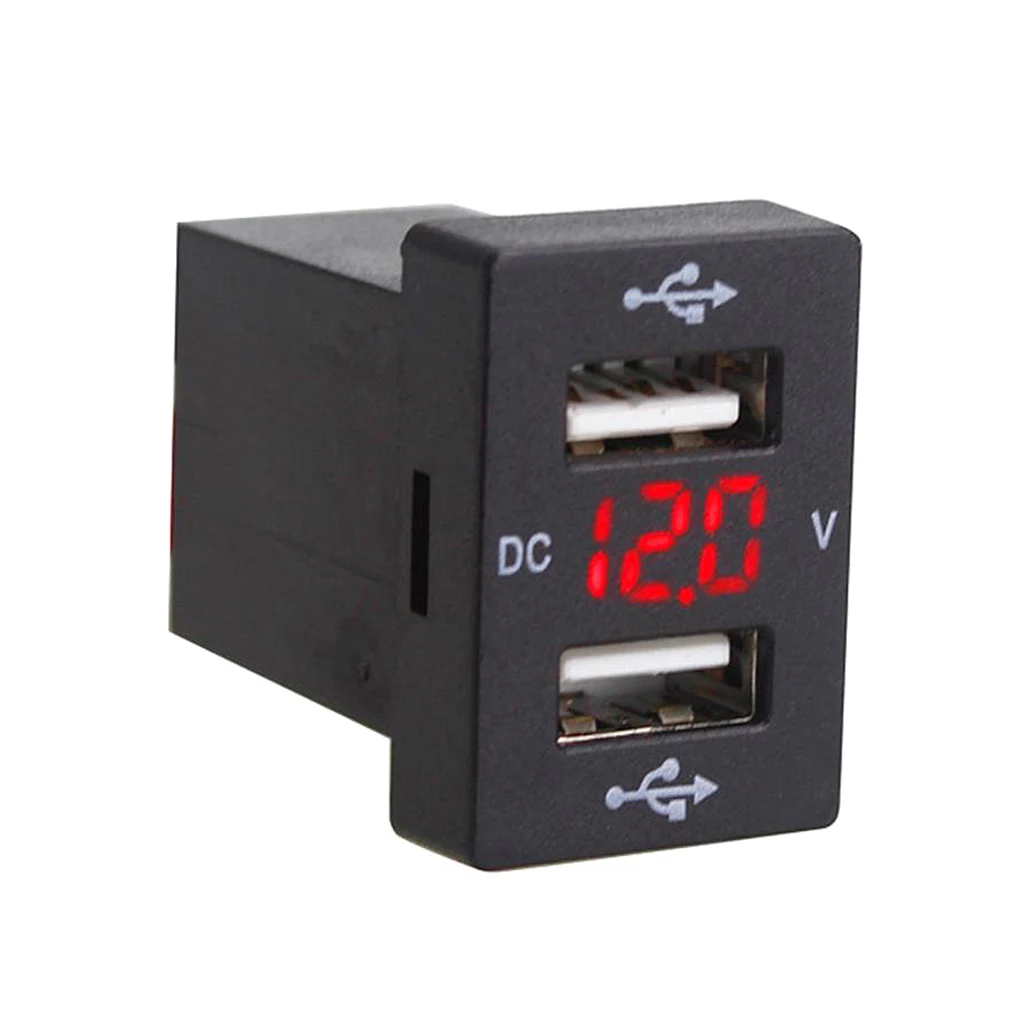 

DC5V 2.1A Автомобильный USB-порт Интерфейс с красным светодиодным цифровым вольтметром для