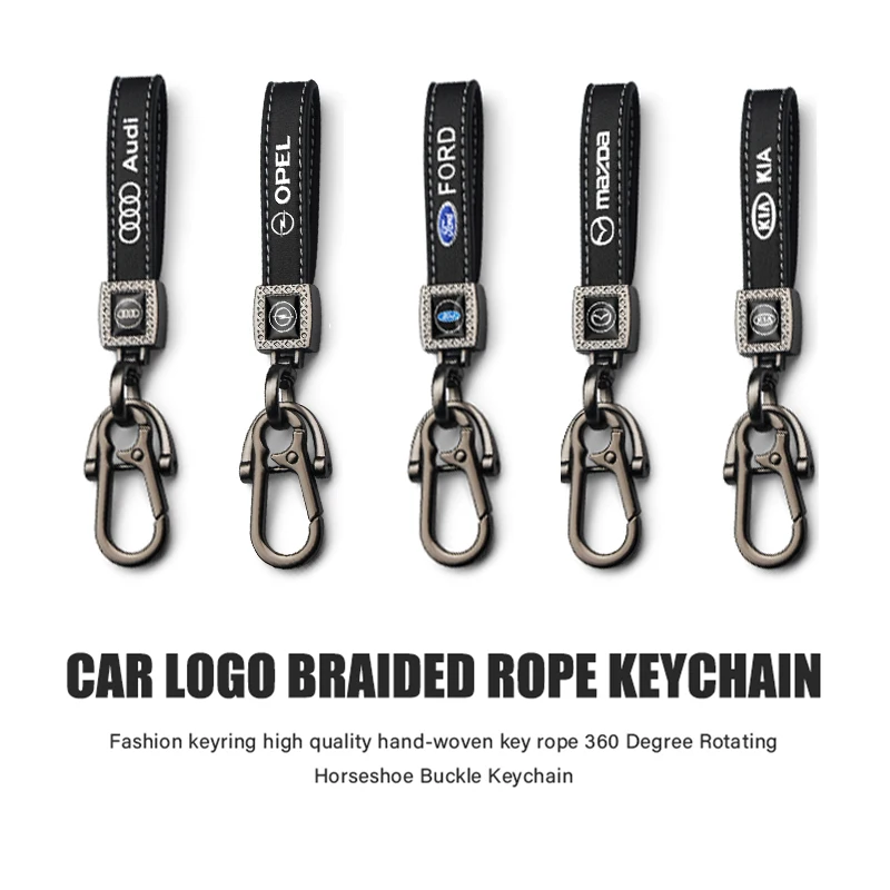 

Leather Car Keychain 3D Metal Horseshoe Buckle Keyring Key Chain Gifts Accessories For BMW BENZ Audi Honda TOYOTA VW Volkswagen