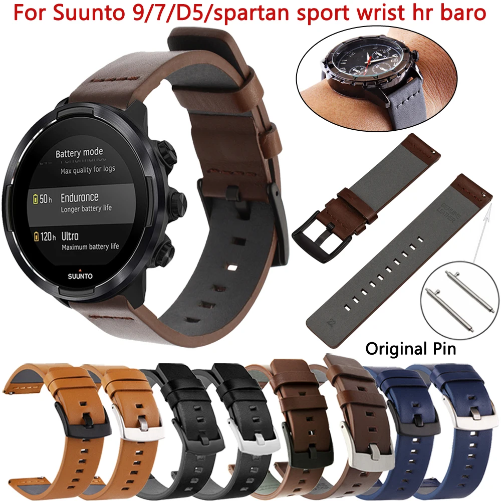 

24mm Leather Band Belts For Suunto 9 Baro 7 D5 Watch Strap Bracelet For Suunto Spartan Sport Wrist HR Baro Smartwatch Wristbands