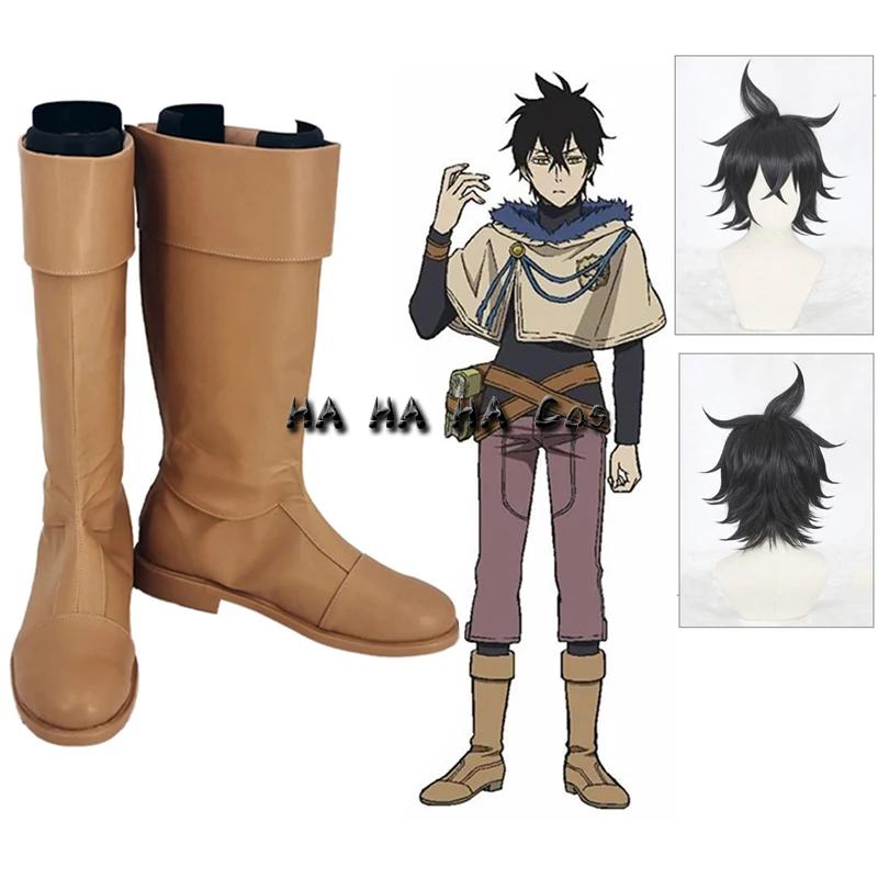 

Аниме обувь для косплея Yuno Grinbellor с черным клевером, обувь для косплея с черными синтетическими волосами для мужчин и женщин, ботинки для Хэл...