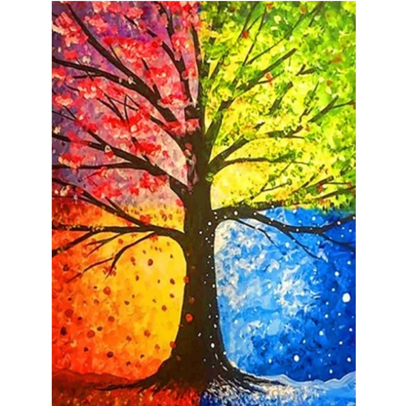 

Diamond Painting Colorful Seasons Tree 5d Diy Mosaic Full Square Drill Diamant Of Rhinestone Daimond Embroidery Pictures Sales