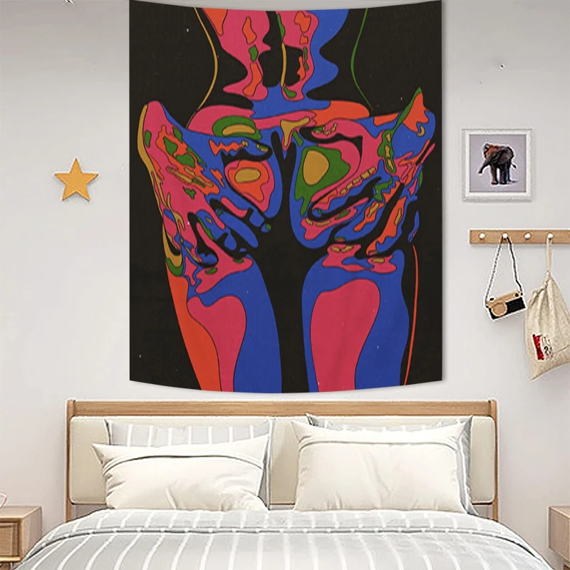 

Tapestry on the Wall Art Abstract Woman Psychedelic Manda Room Decor Luxury Bedroom Decoration Tapestries Tapries Home Aesthetic